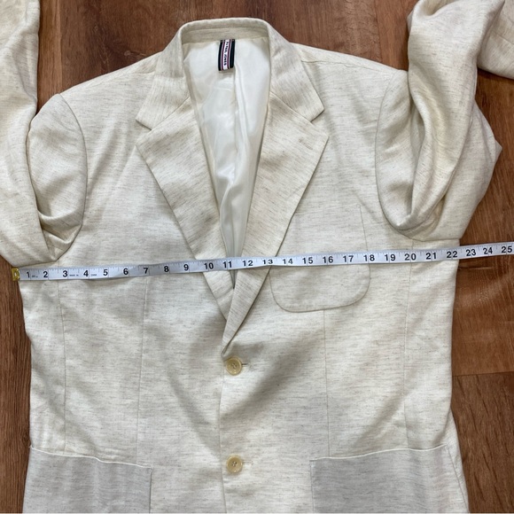 PJ Paul Jones Mens Linen Blend Blazer Sport Coat Jacket Cream Size Large - Picture 10 of 15